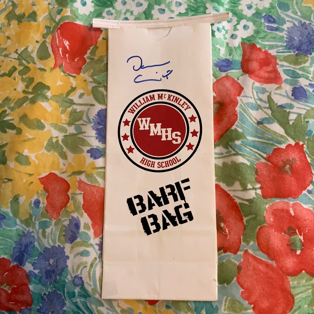 Glee LIVE Darren Criss Autograph Signed Barf Bag 2011 Concert Tour